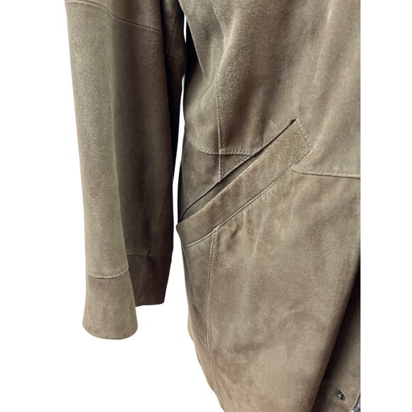 Brooks Brothers Tan Coat With Button & Zip Closure Pockets Snap Collar Size L - Picture 6 of 11